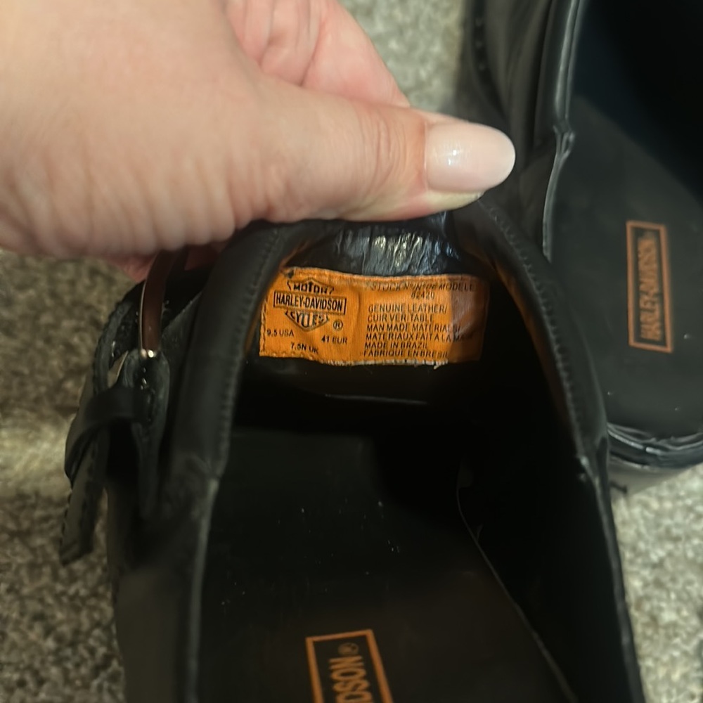 🔥 Harley-Davidson Flame Black Leather Buckle Clog Mules - Picture 6 of 9